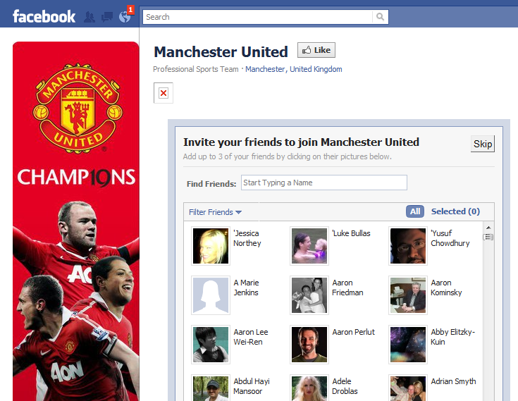 Manchester United Facebook Page