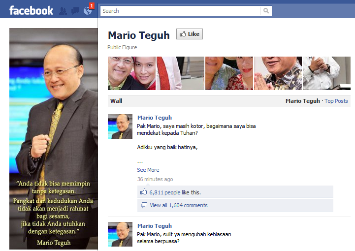 Mario Teguh Facebook Page