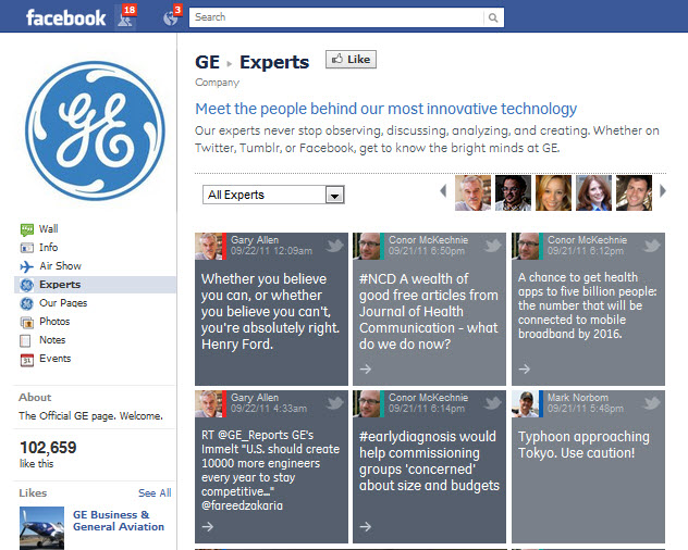 GE Facebook page