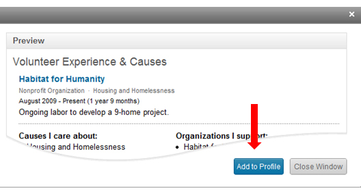 add volunteering to linkedin