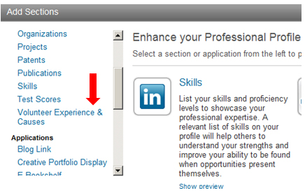 add volunteering to linkedin profile