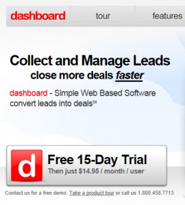 Dashboard's call to action 