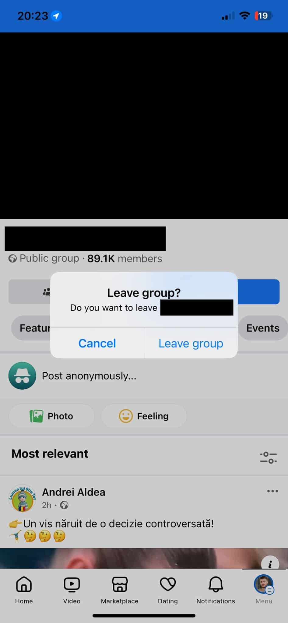 leave facebook group