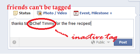 Tagging on Facebook inactive tag
