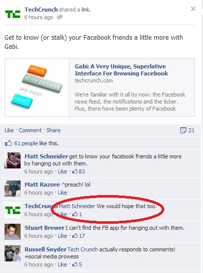 Tagging on Facebook comment