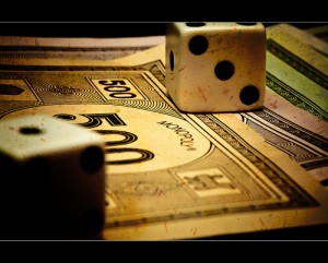 Monopoly Money and Dice