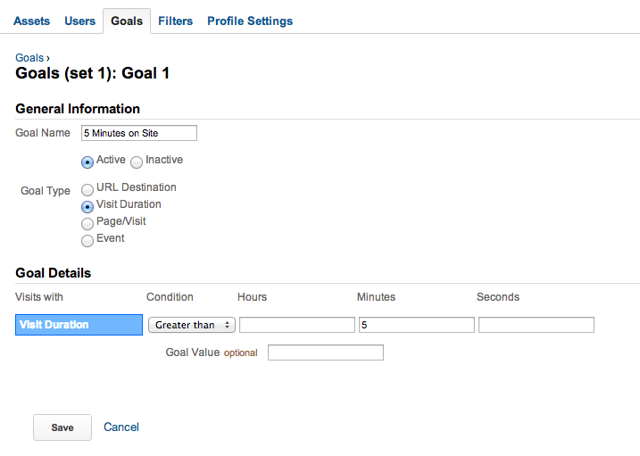 Custom Analytics Goals