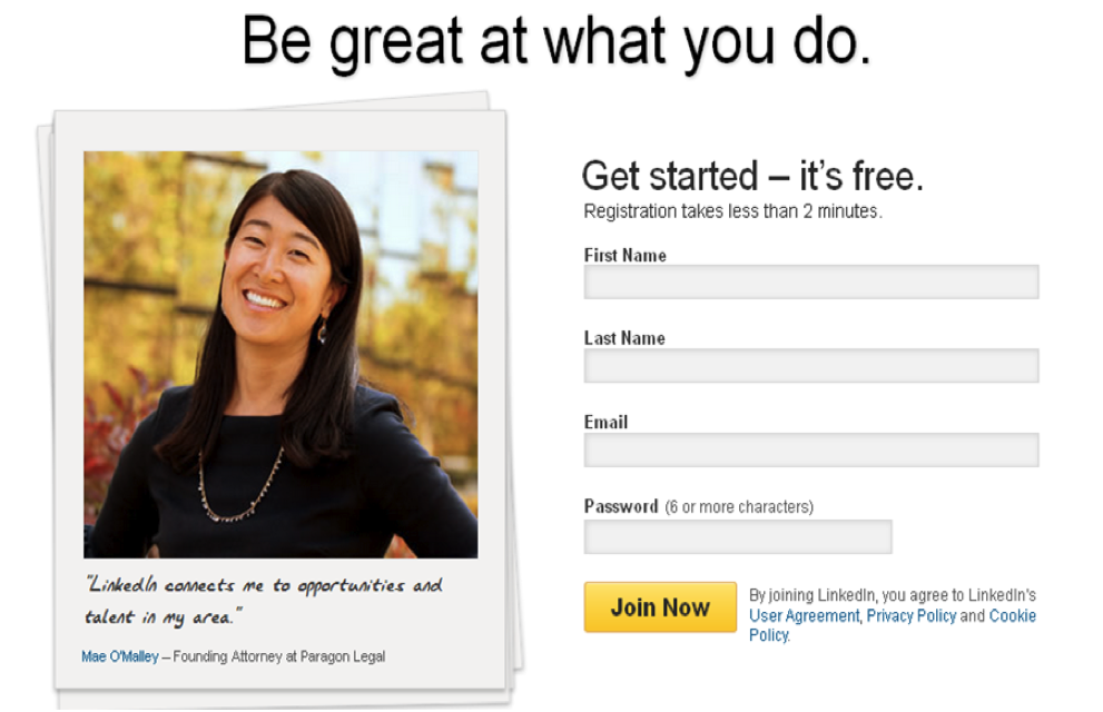 linkedin registration - testimonials