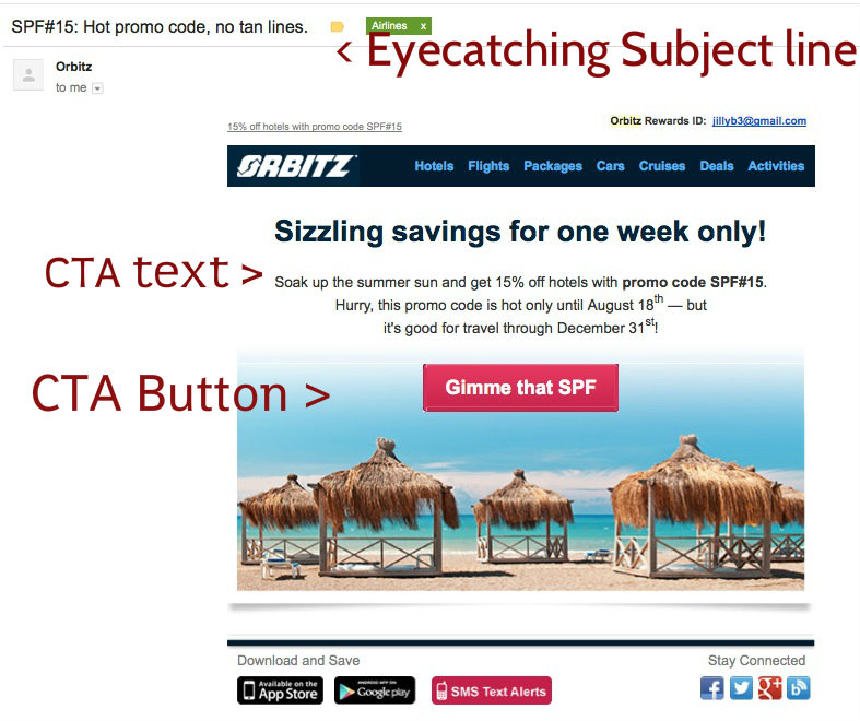 Call to action email example