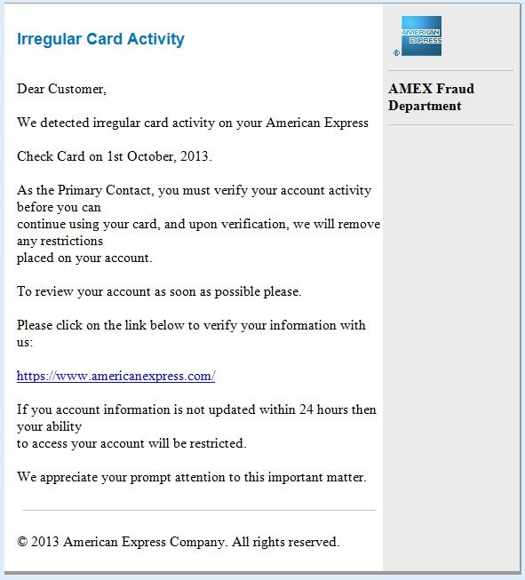 Amex Phishing Email