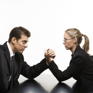 Man versus woman.