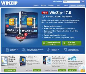 WinZip Homepage with CTA