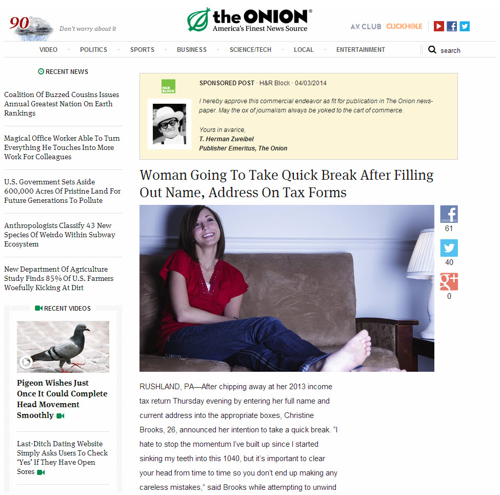 H&R Block the Onion