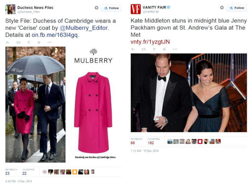 mulberry jenny packham kate middleton tweets