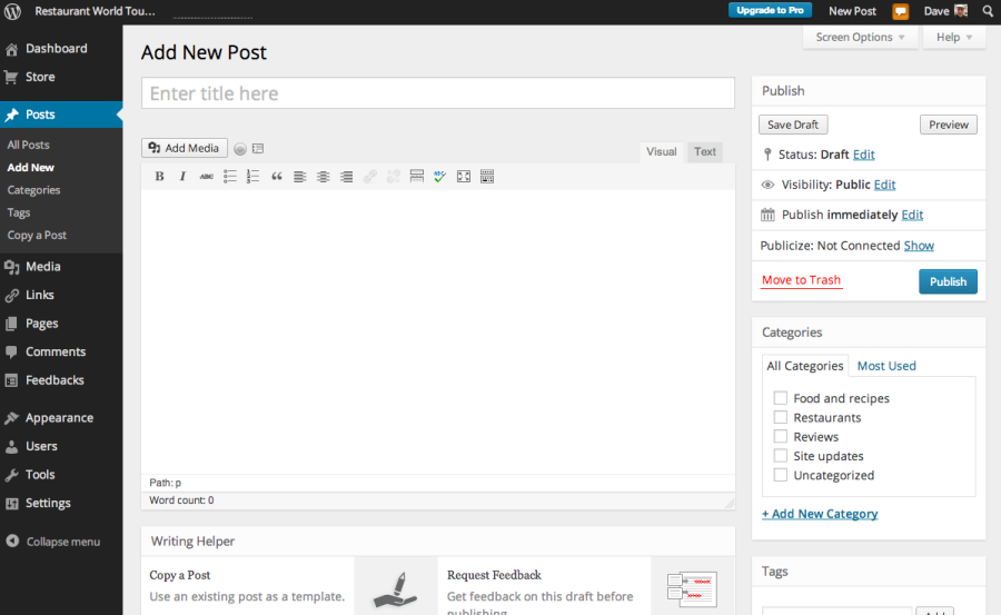 Wordpress Dashboard - How Marketing Automation & Content Outsourcing can Help Small Businesses