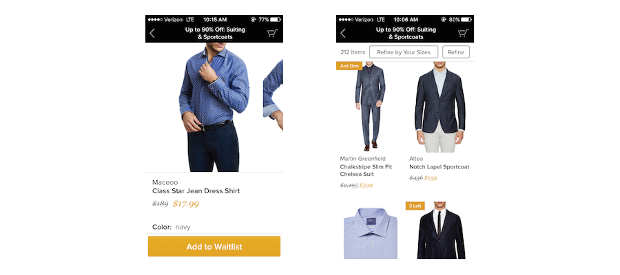 gilt mobile marketing personalization fashion ecommerce example 2