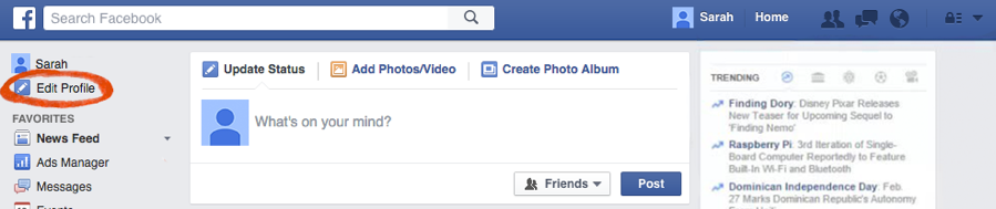 Facebook About Me Settings