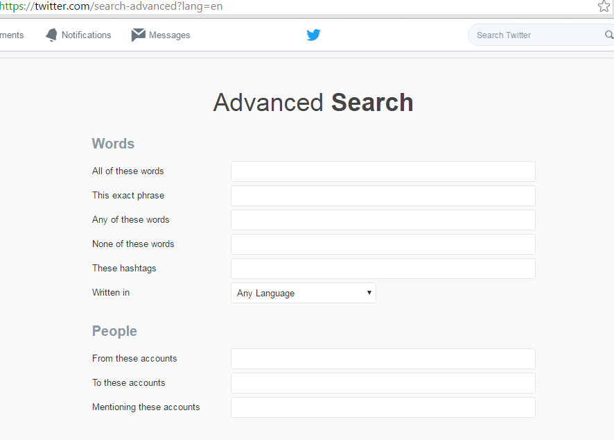 Twitter advanced search