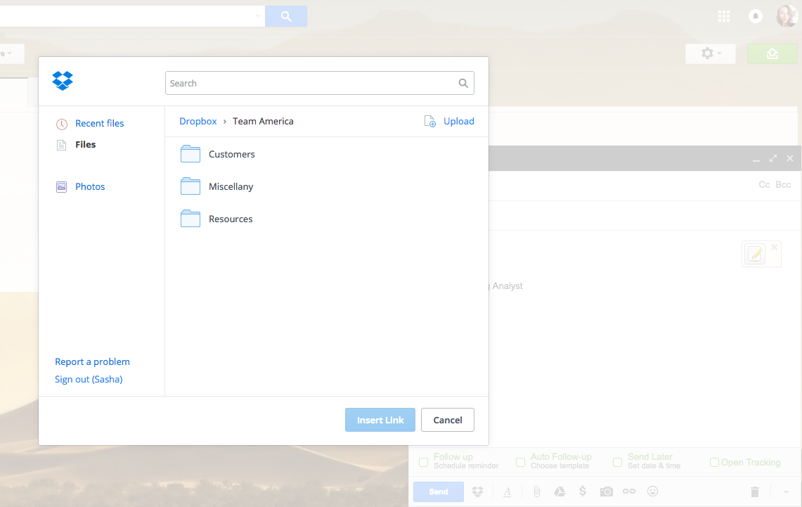 Dropbox for gmail