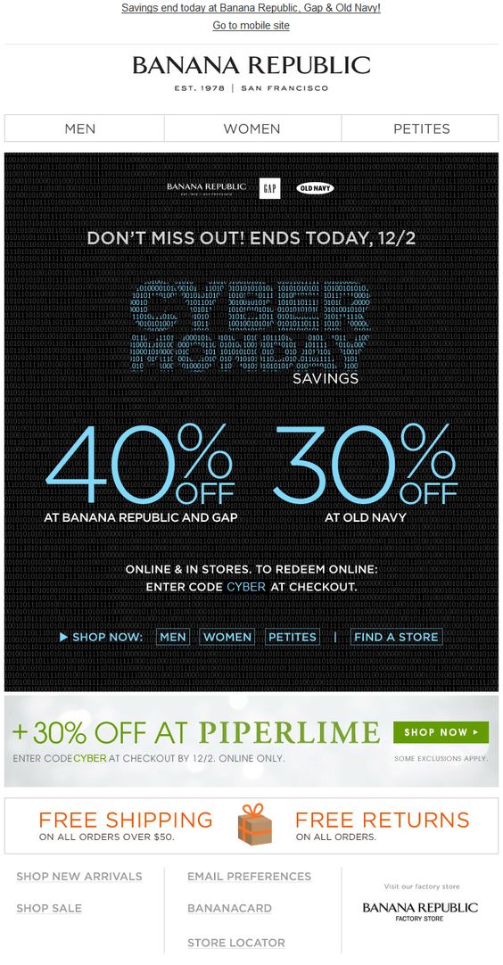 Banana republic cyber monday marketing