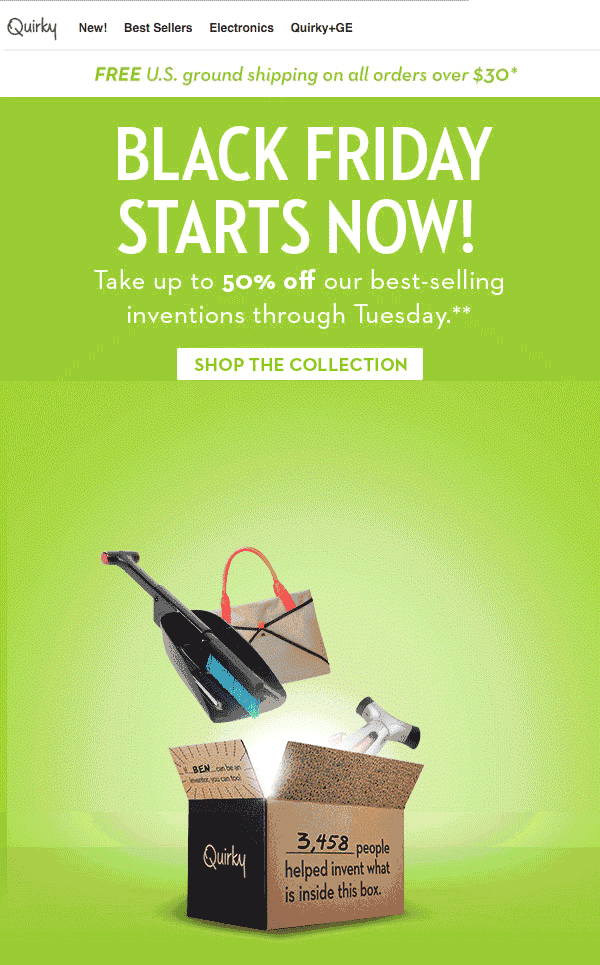 quirky black friday email campaign