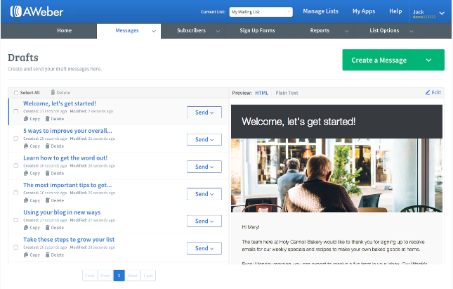 email marketing platform AWeber