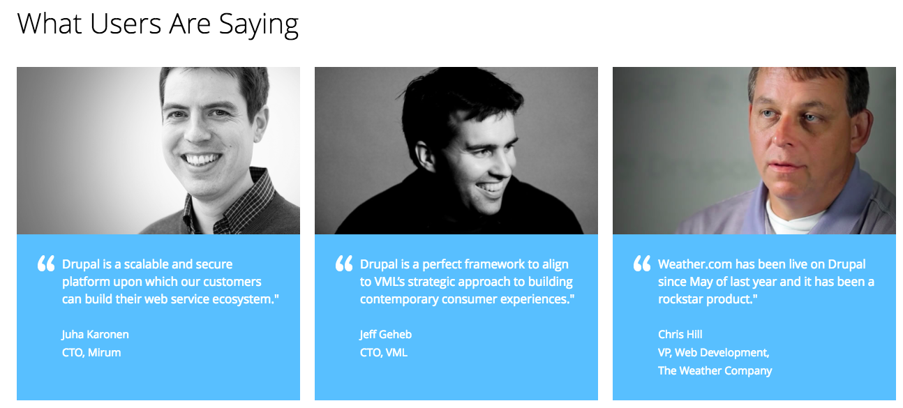 drupal user testimonials