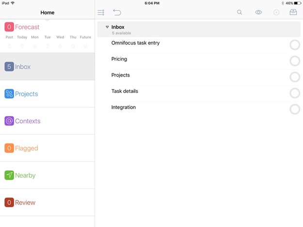 Todoist vs. Omnifocus 2 Comparison - Omnifocus UI