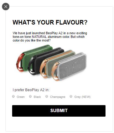 B&O Play Popup Survey