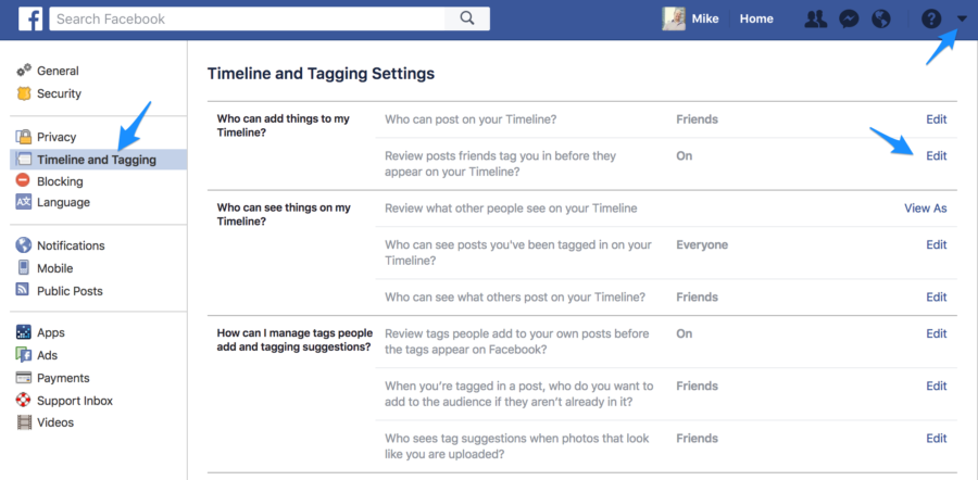 Use the Timeline and Tagging Settings within Facebook to manage tagging.
