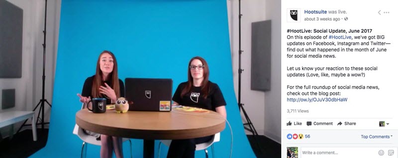 hootsuite facebook live video