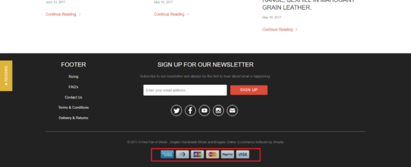 Example of eCommerce footer trust badges