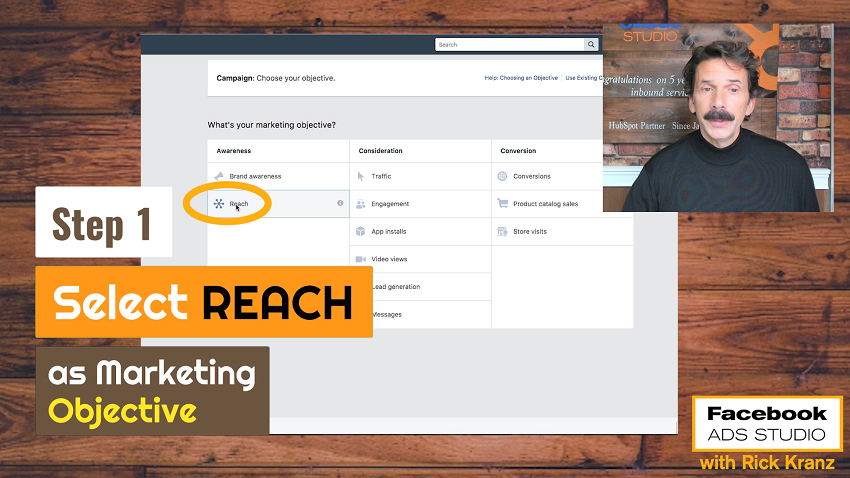 select reach as facebook marketing objective