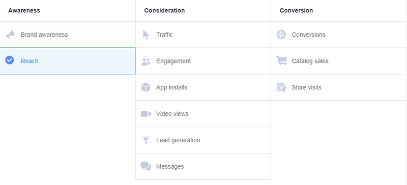 drive in-person purchases with facebook reach campaign goals