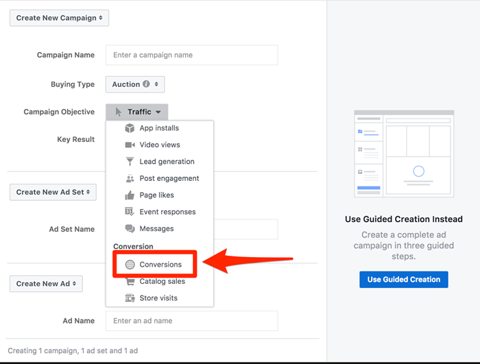 facebook campaign creation