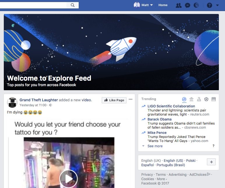 facebook explore tab