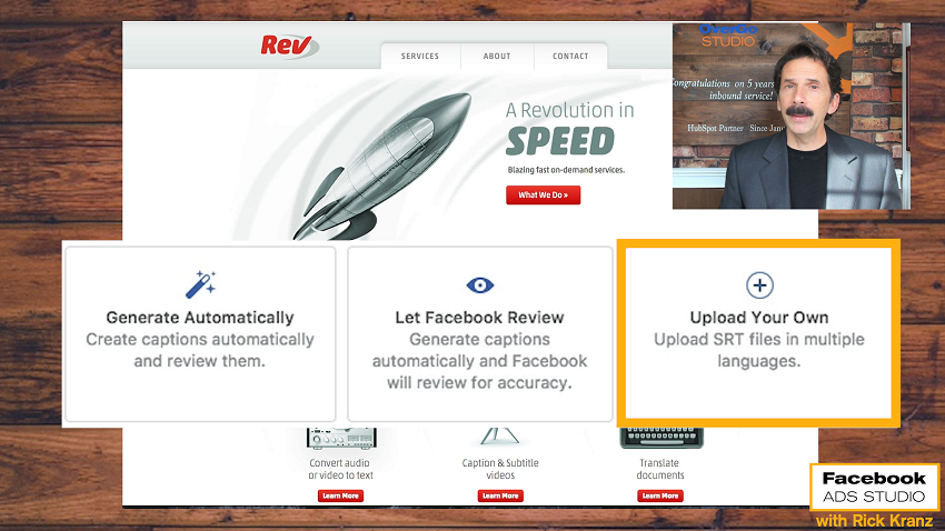 upload your own facebook video ads caption file