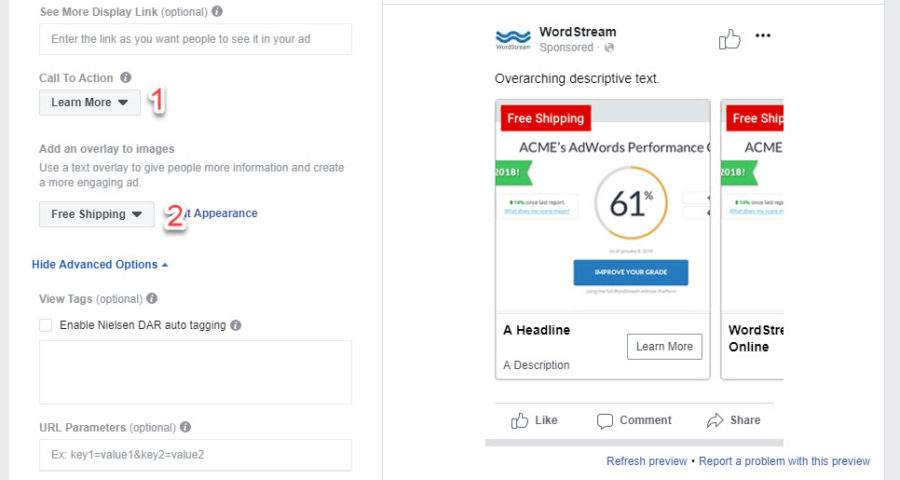 Facebook Carousel Ads CTA