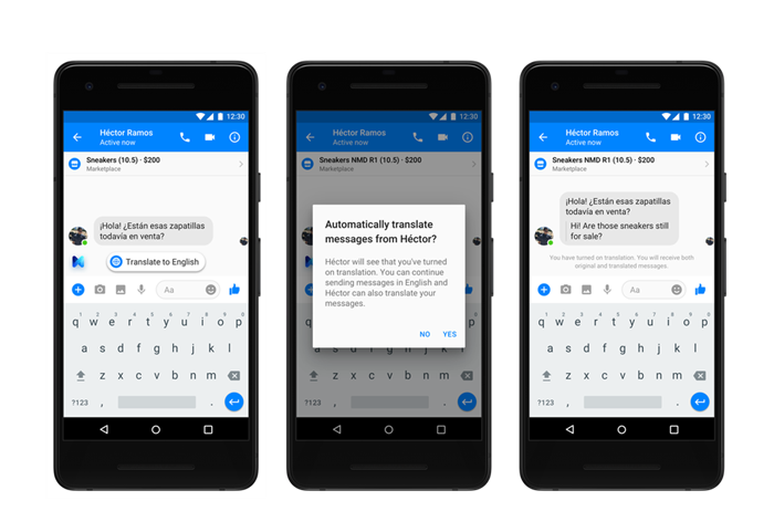 facebook messenger translation functionality