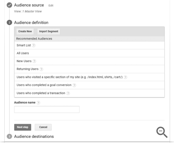 Google Analytics’ pre-configured audience lists for remarketing