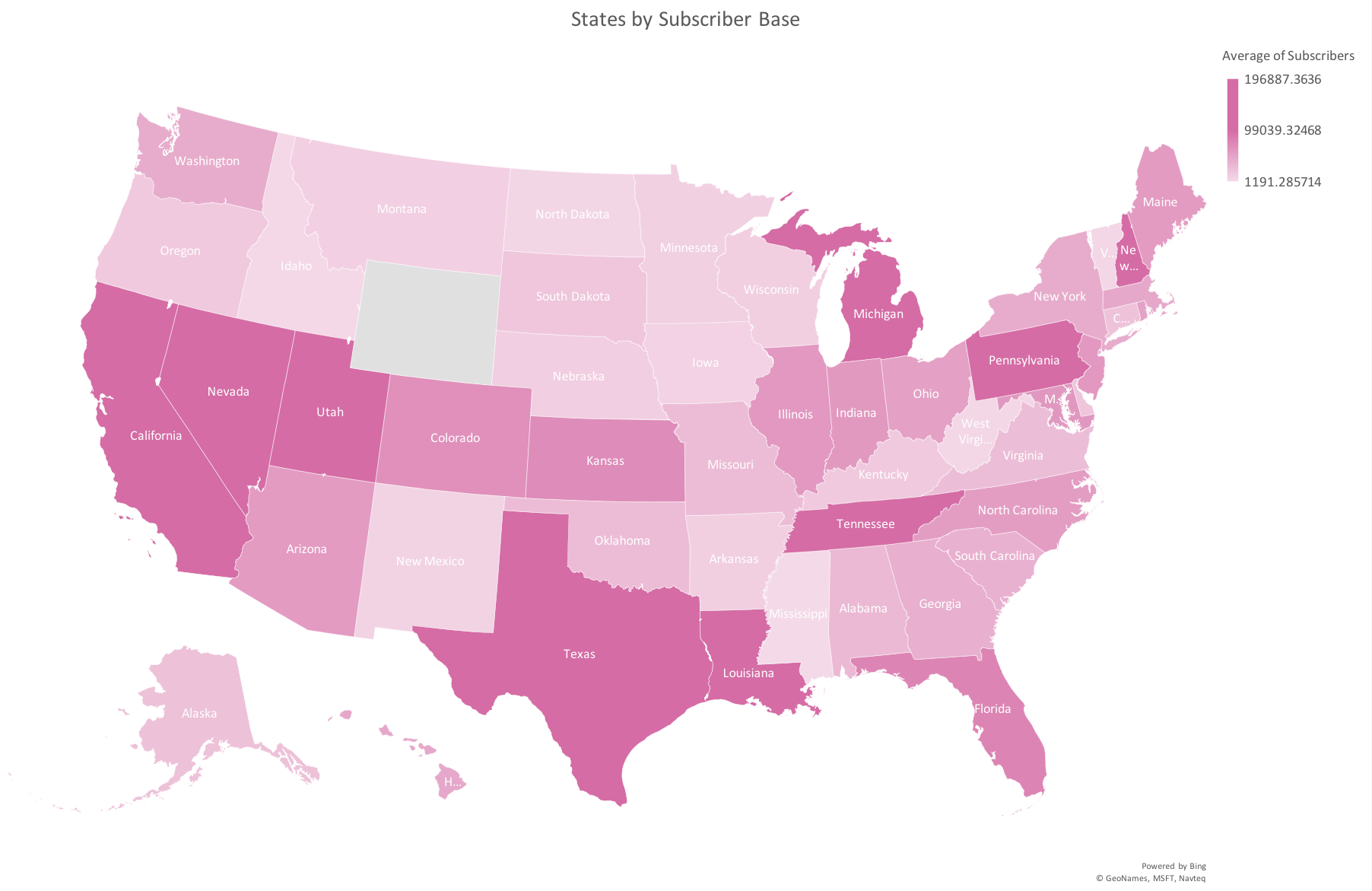 Influencer Marketing - States by amount of YouTube subscribers 