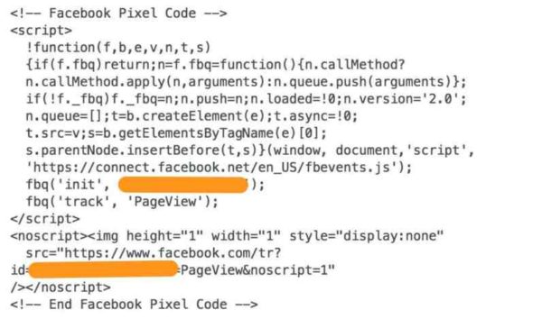 Facebook pixel code