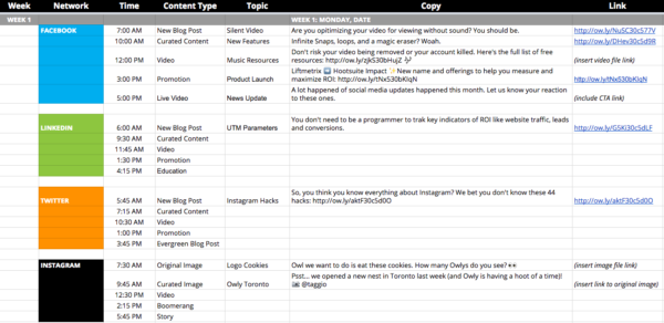 content calendar