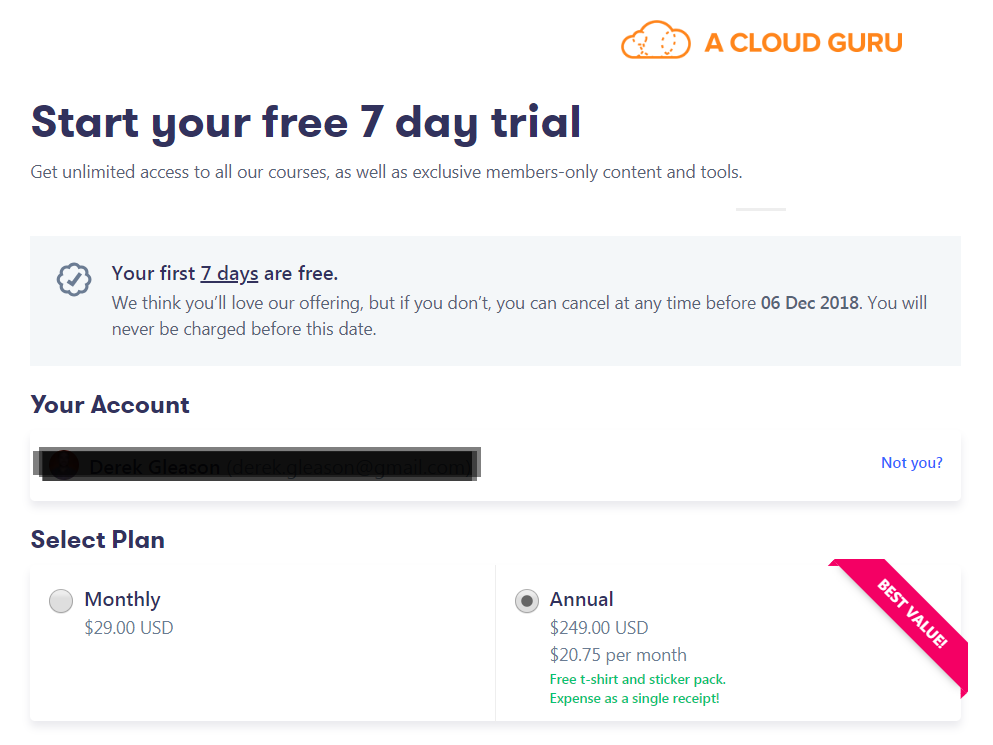 a cloud guru trial