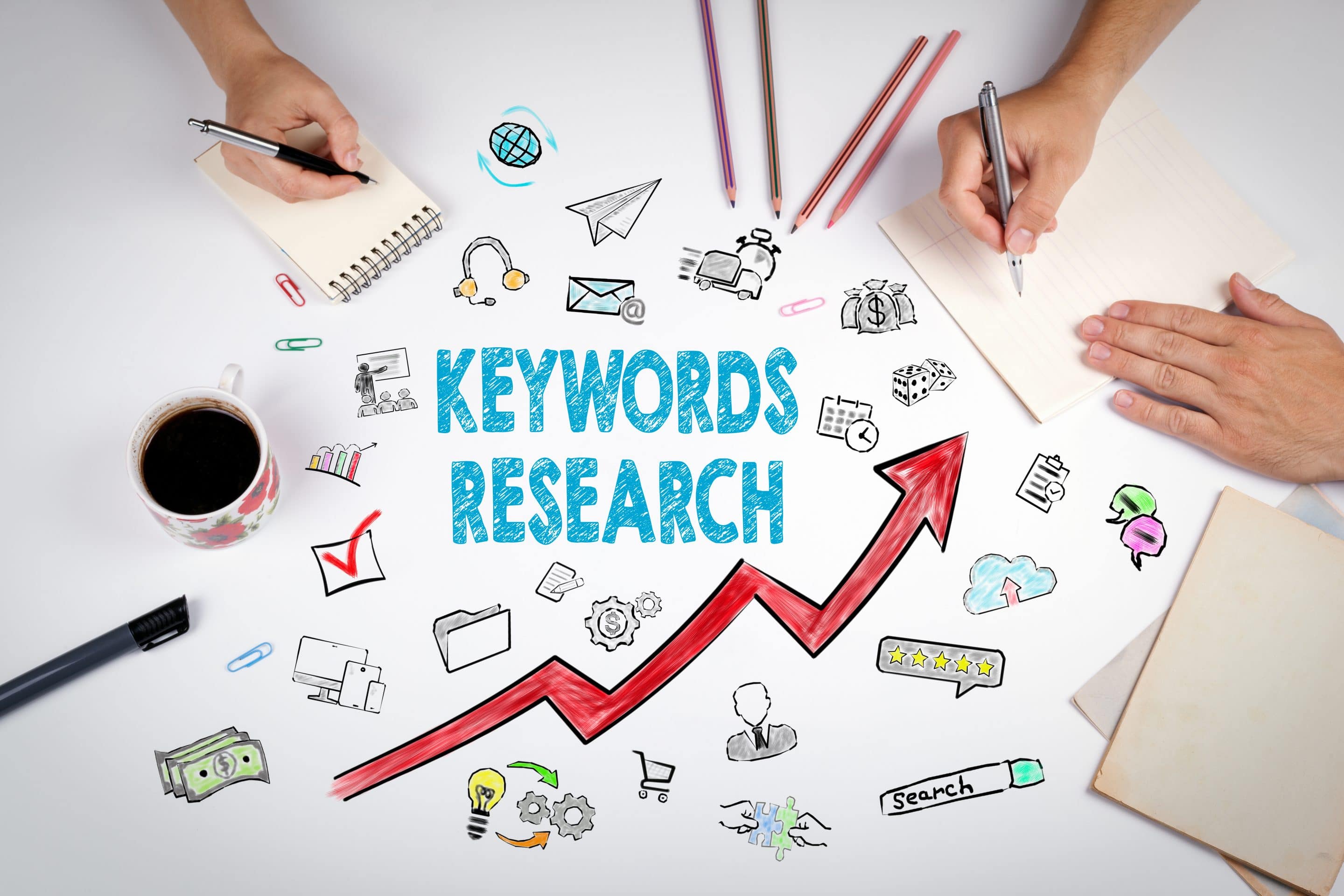 Keywords Research Business Concept. The meeting at the white office table.