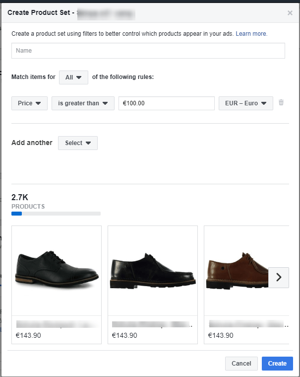 Creating a product set based on products. Source: Newsfeed.org