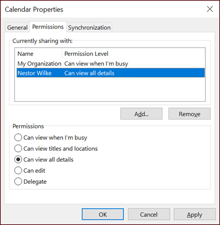 Calendar Properties