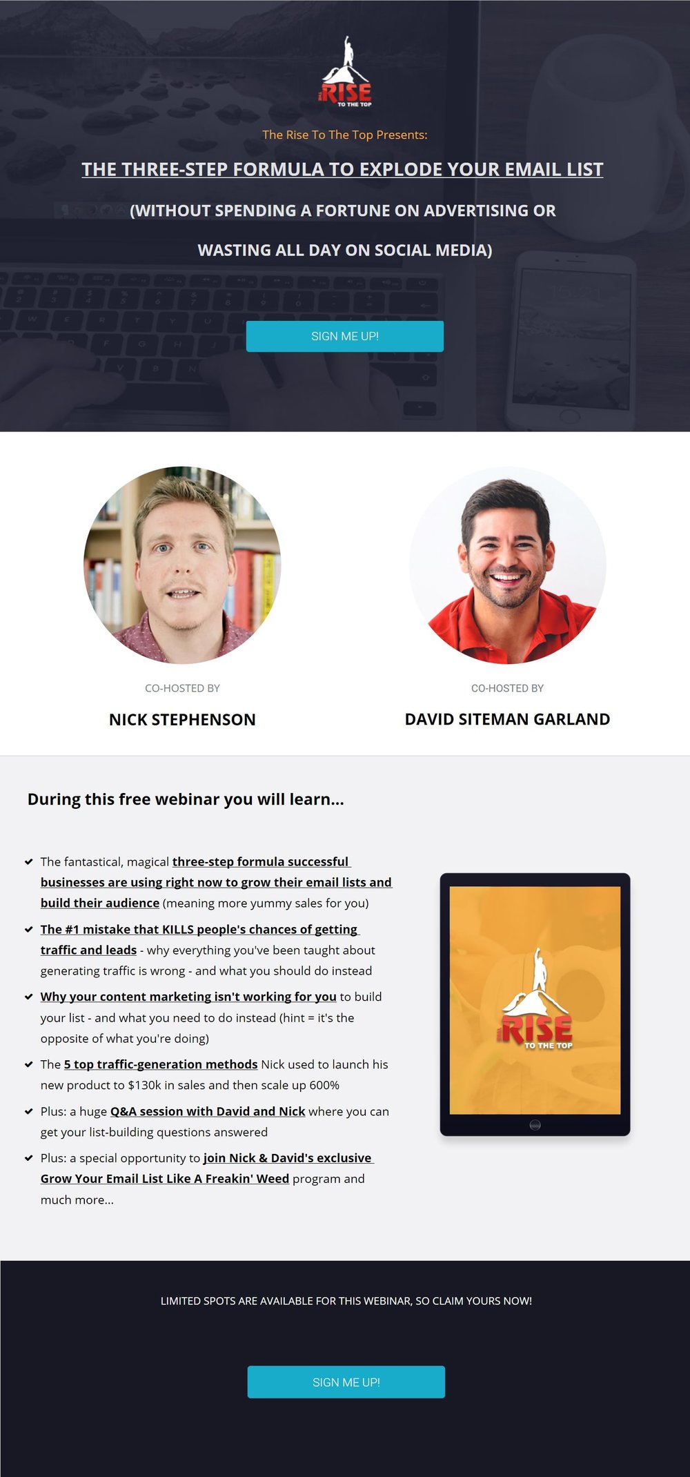 Long form Landing Page sample. Source: Growyouremailliststrategy