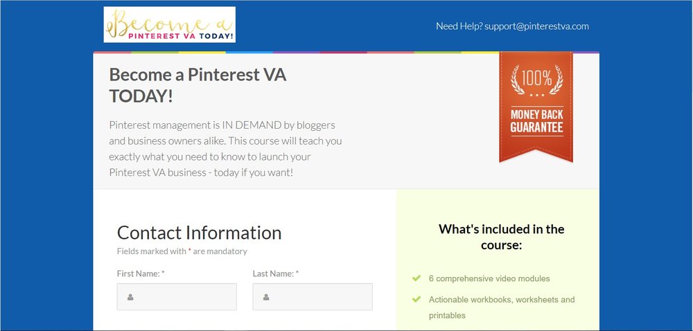 Guarantee provided in Landing Page.