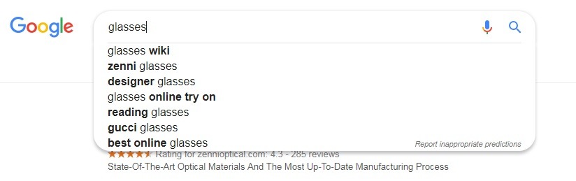 googles suggest for keywords